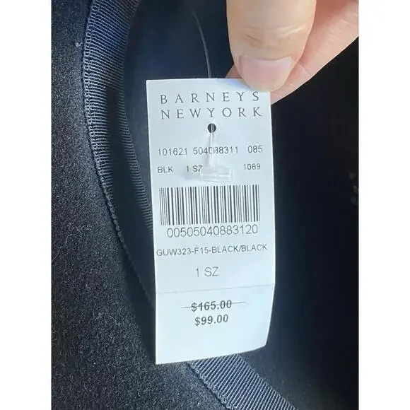 NWT Hat Attack Womens 100% Wool Felt Brimmed Fedora Leather Trim Black Hat - Picture 12 of 12